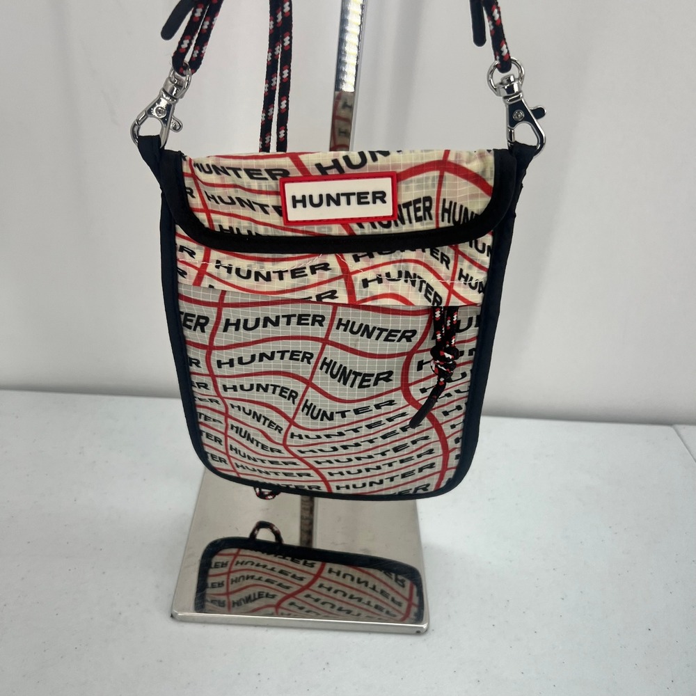 Hunter Original Nylon Crossbody Phone Pouch White Red Logo UBP7012NSP Bag